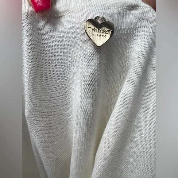 TWINSET Milano White and Gray Lace Cardigan - Picture 5 of 12